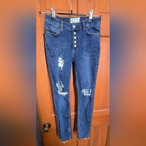 FP Free People Distressed Button Fly Jeans 26